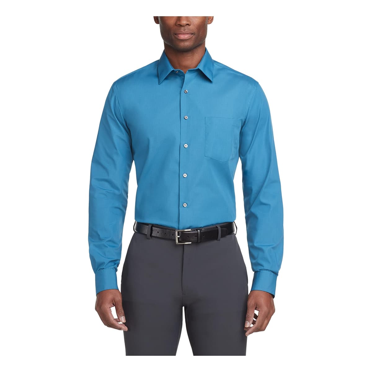 Van Heusen Mens Dress Shirt Regular Fit Poplin SolidDress Shirt — view 22