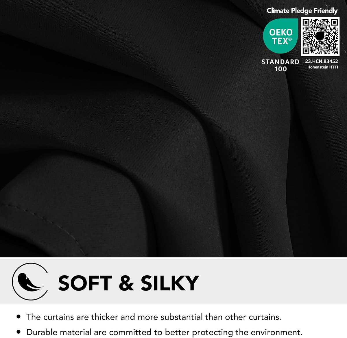 Deconovo Blackout Curtains Bedroom Super Soft Thermal Insulated Eyelet Blackout Curtains for Living Room 46 x 54 Inch Black 2 Panels — view 5