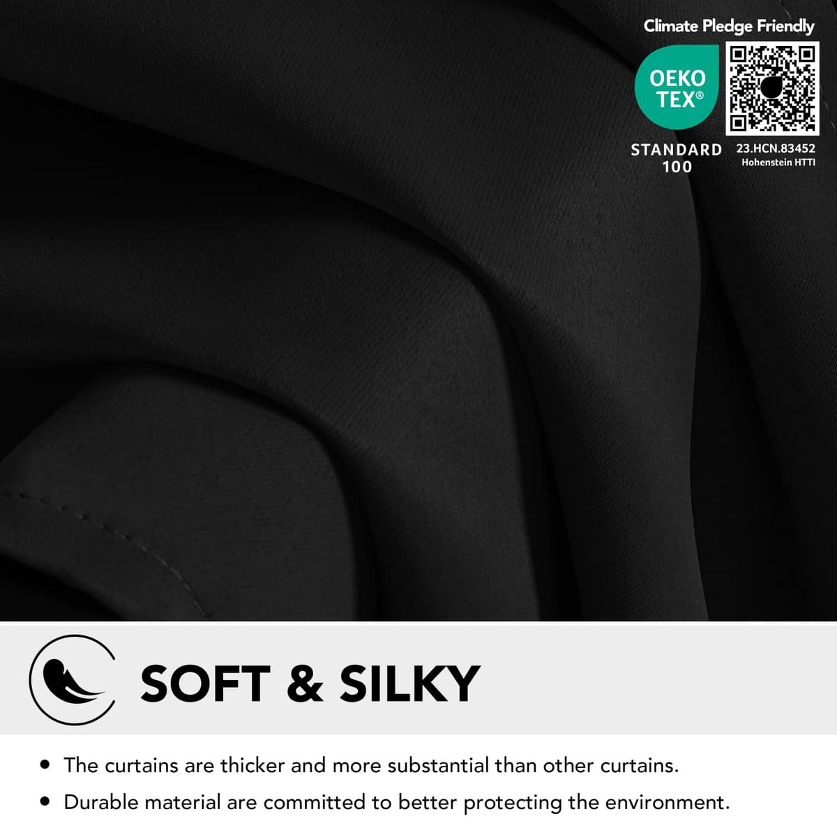 Deconovo Black Curtains Bedroom 52 x 84 Inch Thermal Insulated Energy Saving Eyelet Blackout Curtains for Living Room Black 1 PAIR — view 4