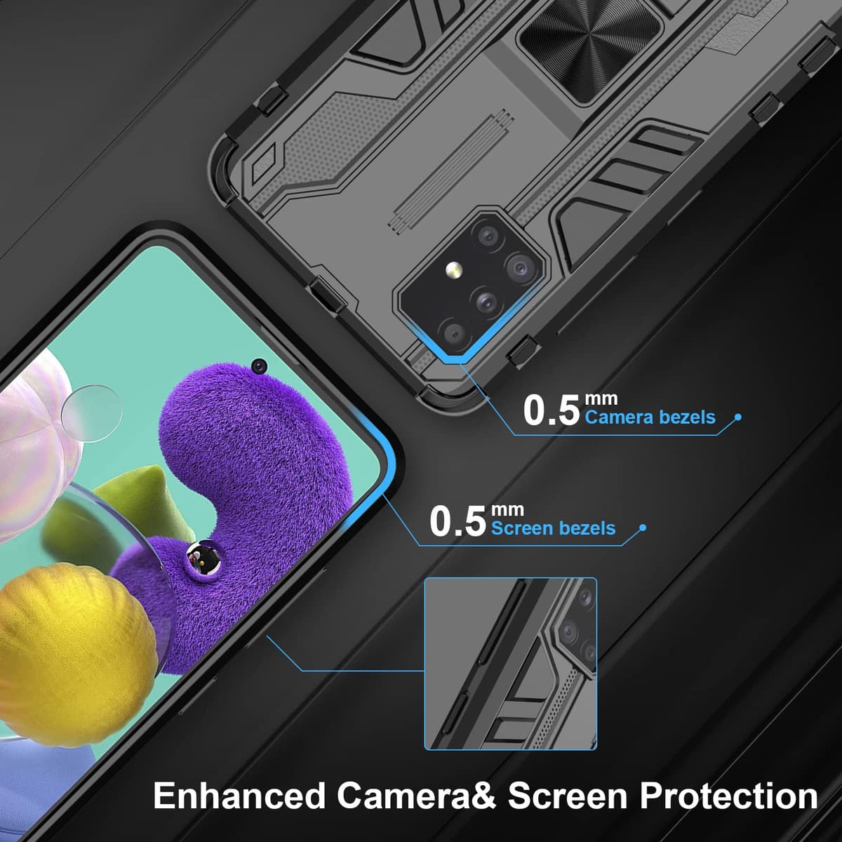 Funda para CMF Phone 2 Pro, Carcasa Antigolpes con Soporte anular metálico, Case Protectora de Grado Militar, Negro — view 521