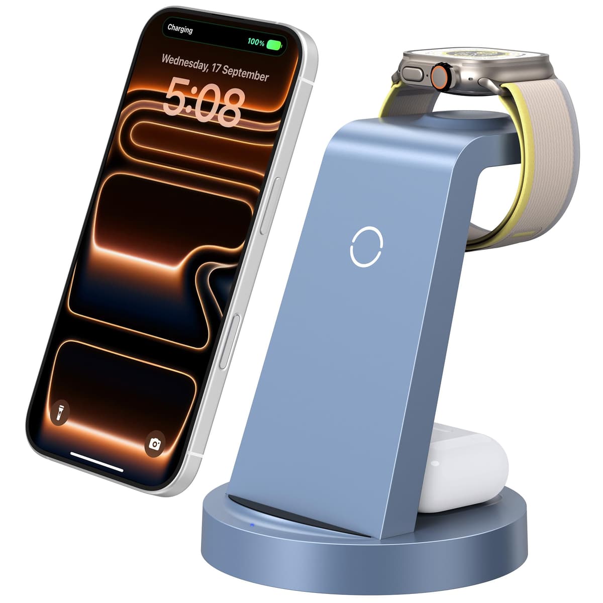 Anlmz 3 in 1 Charging Station for iPhone, Wireless Charger for iPhone 17 16e 16 15 14 13 12 11 X Pro Max & Apple Watch - Wireless Charging Station for AirPods 4 3 Pro — view 10