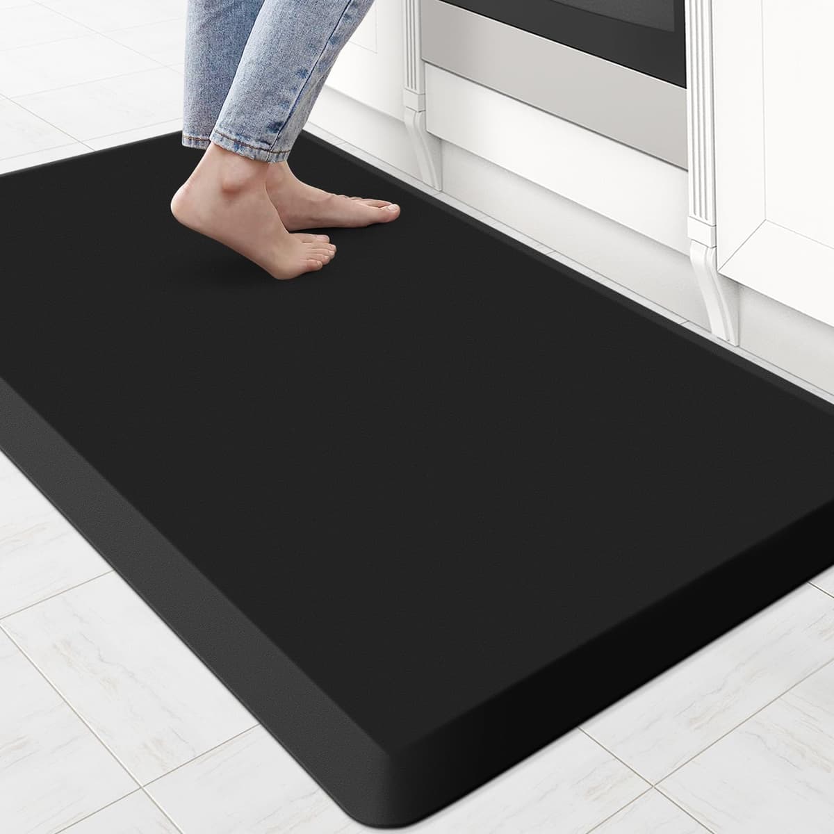 KitchenClouds Kitchen Mat Cushioned Anti Fatigue Rug 17.3"x28" Water Resistant Non Slip Standing Desk Mat Comfort Floor Mats for Kitchen House Sink Office (Khaki) — view 22