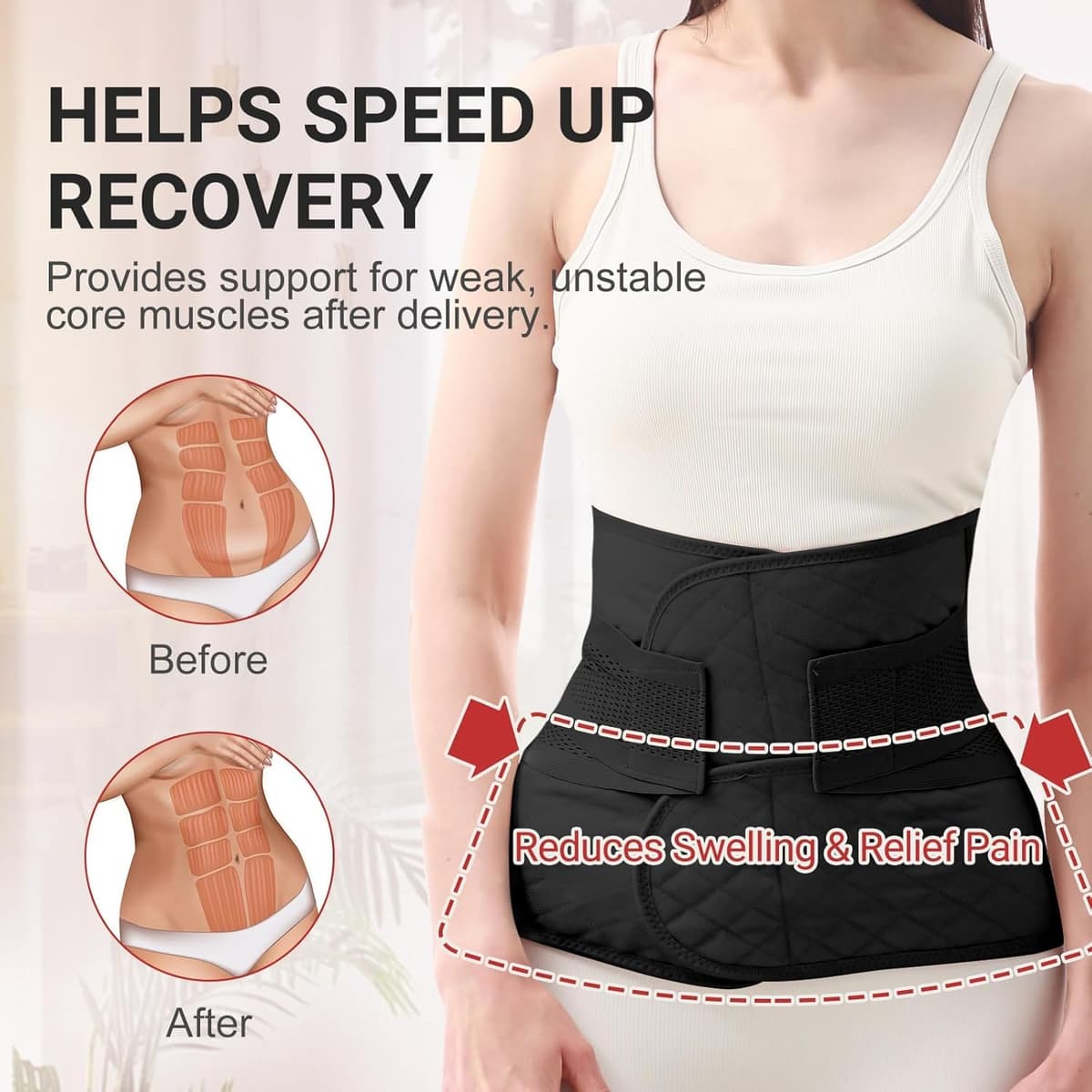 Trendyline Postpartum Belly Wrap for Women: Abdominal Binder Post Surgery Postpartum Belly Band Post Partum Binder - C Section Recovery Belt Post Partum Support Girdle Stomach Hysterectomy Belly Band — view 4