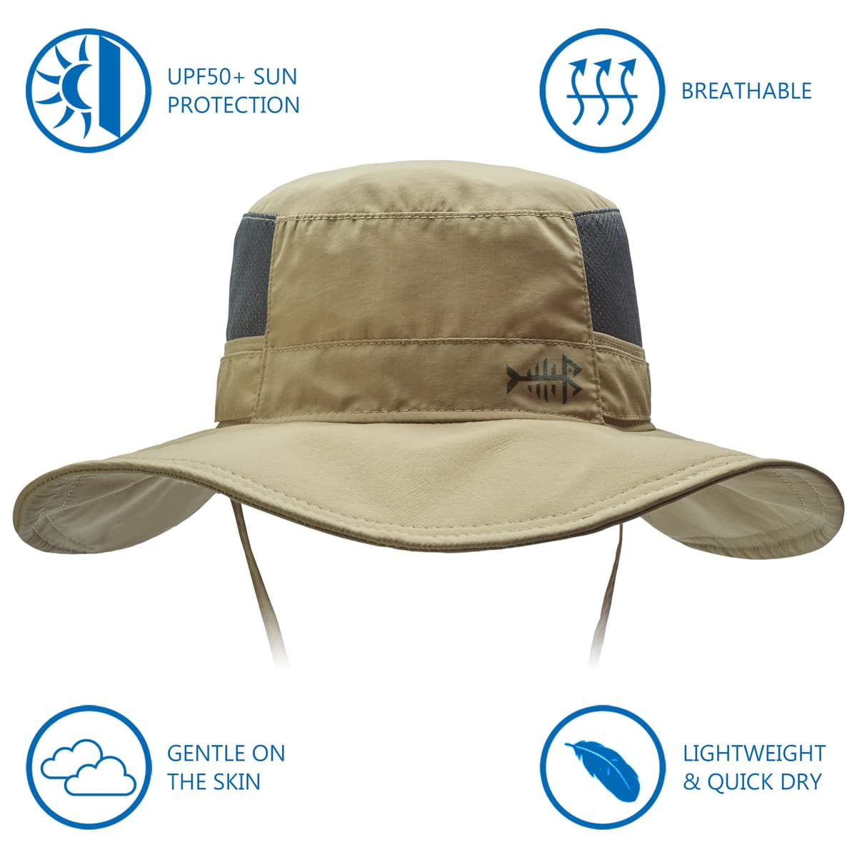 Bassdash UPF 50+ Sombrero de Pesca Solar Resistente al Agua con Solapa de Cuello Desmontable — view 2