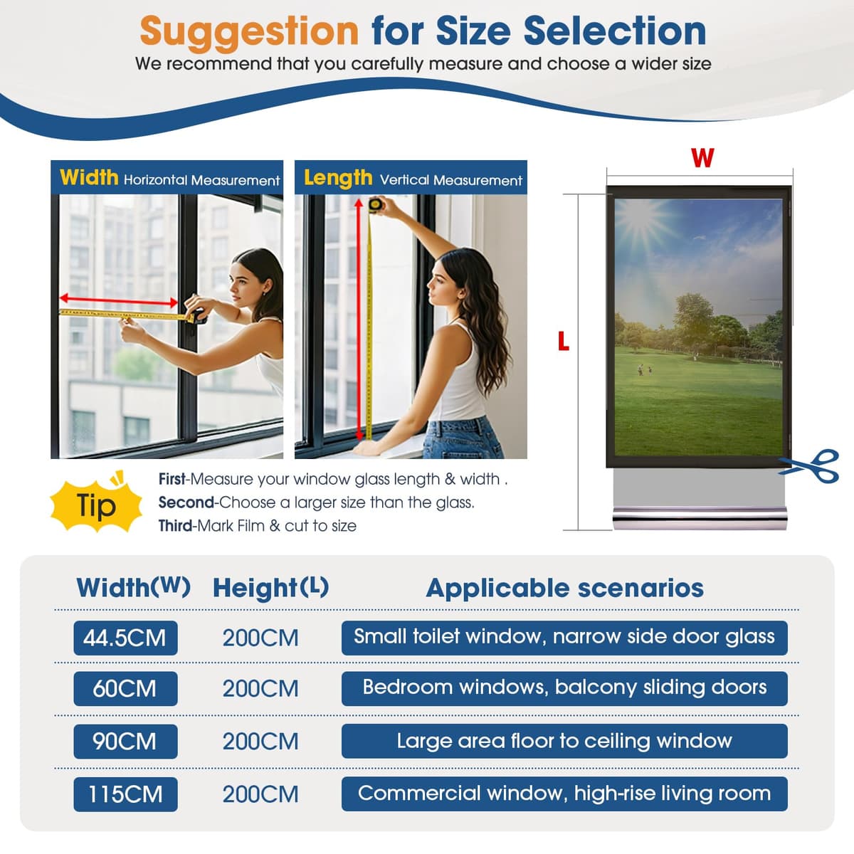 Lifetree Reflective One Way Window Film Privacy: Mirror Window Tint Film Heat Control Sun Blocker, UV Anti Glare Film Clear Day and Night for Home Office (Silver, 44.5 * 200cm) — view 8