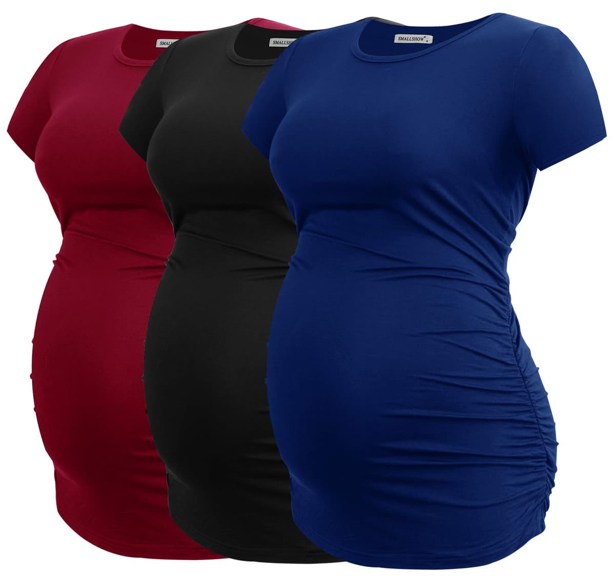 Smallshow Maternity Clothing Tops Side Ruched Pregnancy Clothes for Women 3-Pack — view 37