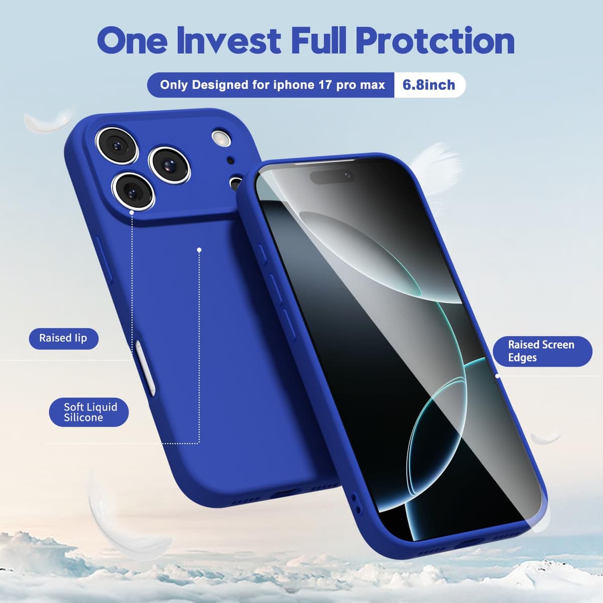oakxco for iPhone 17 Pro Max Phone Case Liquid Silicone, Cute Thin Slim Grip Soft Rubber Gel for Women Men, Smooth Matte TPU Plain Solid Color Girly Simple Case with Camera Cover, Light Pink — view 764