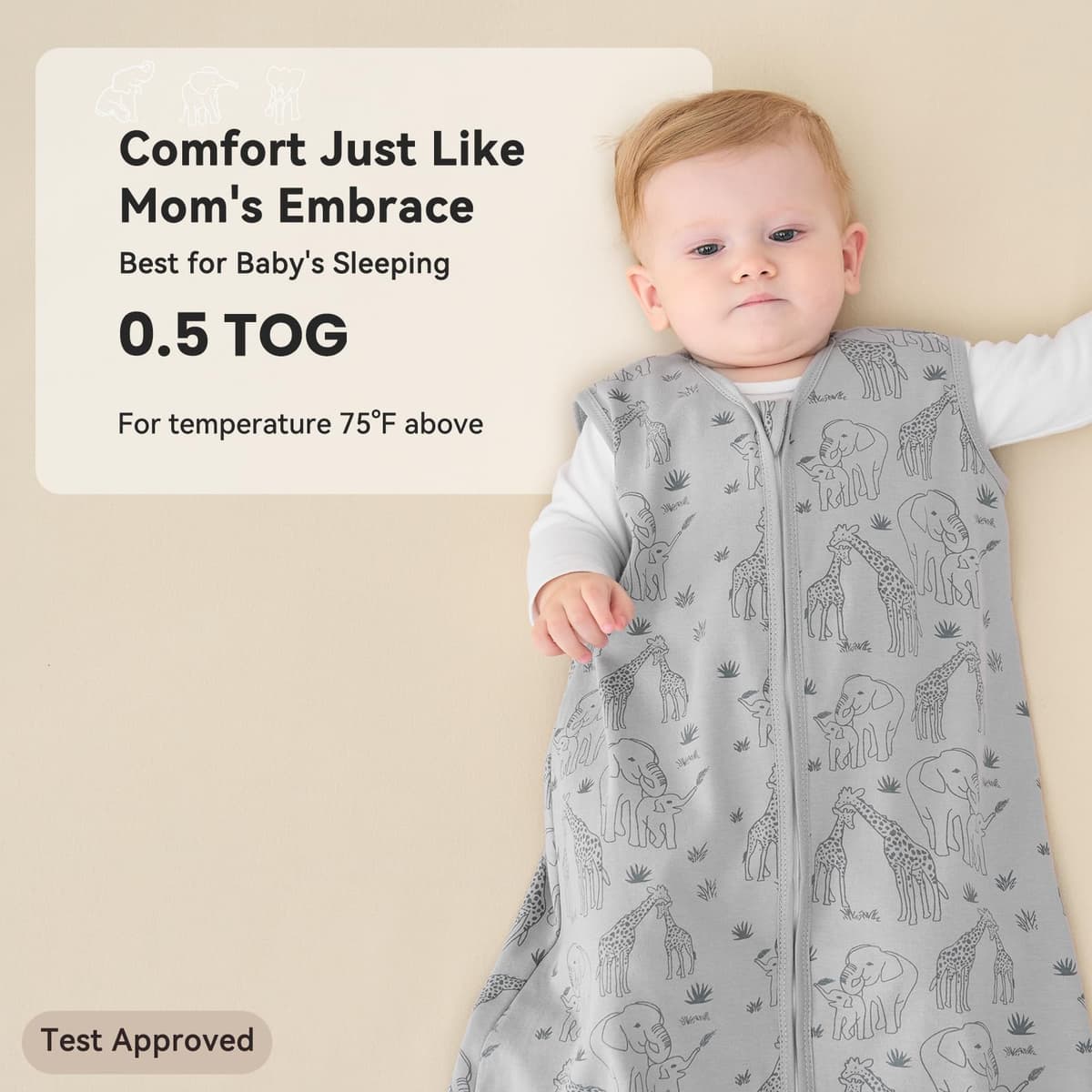 Unnivoll Saco de Dormir Bebe Verano 0.5 Tog, 84cm/12-18 meses, Paquete de 3, Transpirable 100% Algodón, Para Unisex Niñas Niños — view 5