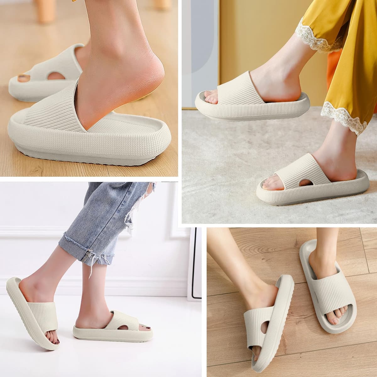 BHFRGAS Sliders Cloud Slippers Women Men，Non-Slip Mens Womens Slippers Cloud Sliders，Soft Flip Flops with Thick Sole for Shower Bathroom Pool Beach — view 2