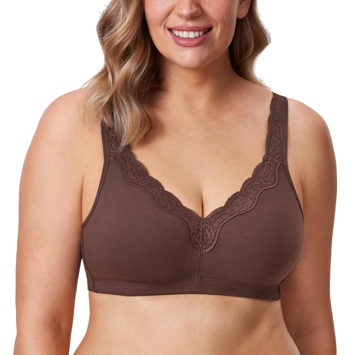 Delimira Women's Non Wired Bras Full Coverage Cotton Comfort Bra Plus Size Non Padded Soft Bras — view 6