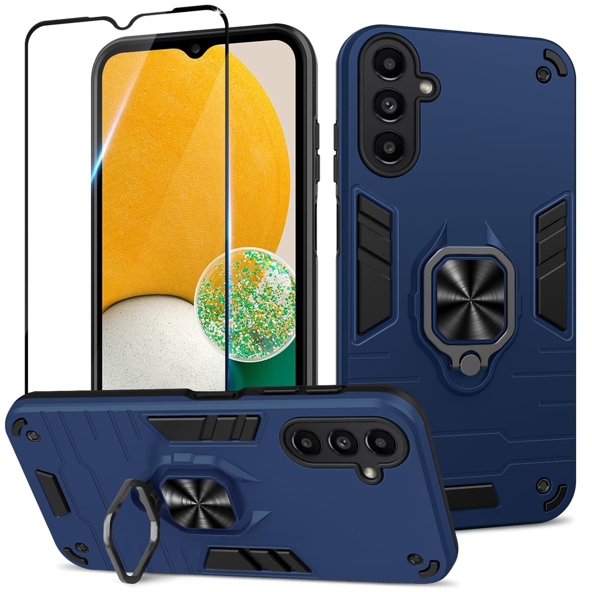 Funda para CMF Phone 2 Pro, Carcasa Antigolpes con Soporte anular metálico, Case Protectora de Grado Militar, Negro — view 1045
