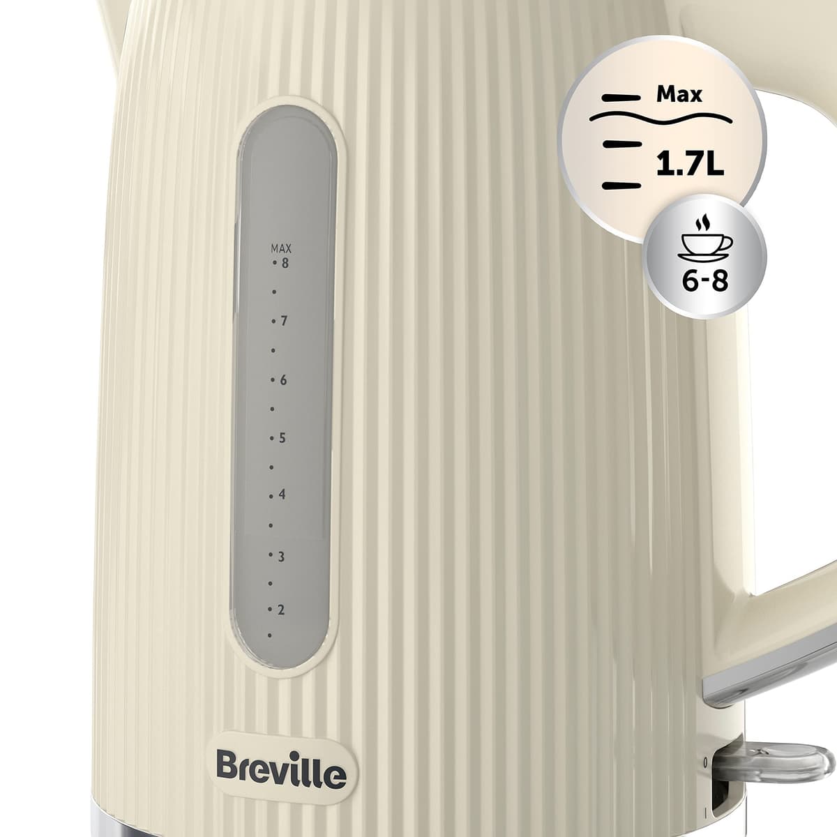 Breville Bold Vanilla Cream Electric Kettle | 1.7L | 3kW Fast Boil | Cream & Silver Chrome [VKT223] — view 3