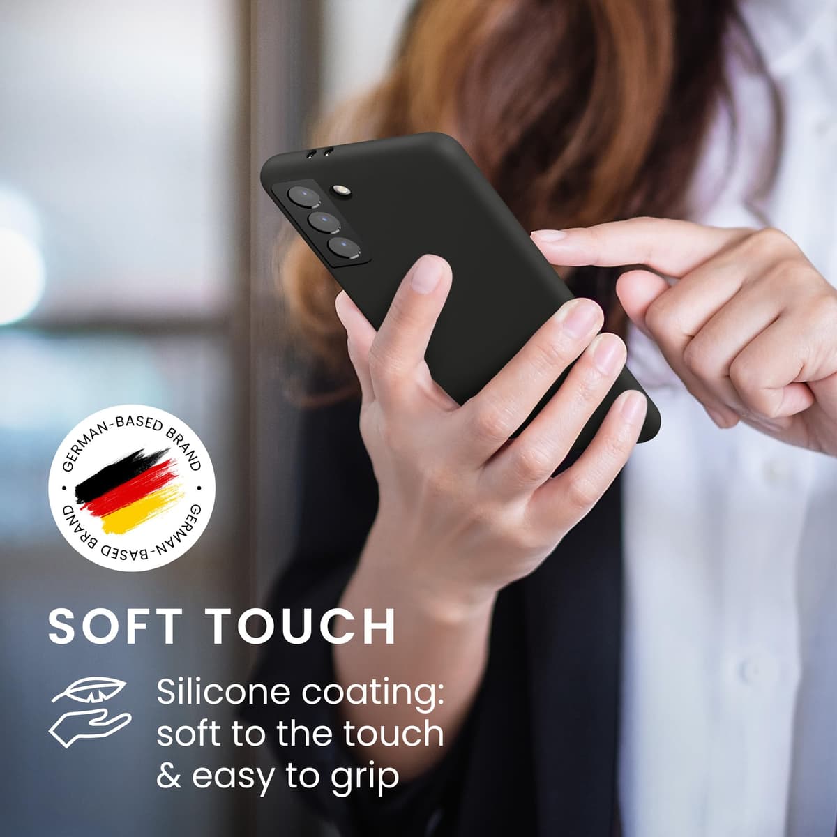 kwmobile Case for Samsung Galaxy S21 Case - Soft Cover - Shockproof Silicone - Wireless Charging Dark Grey — view 4