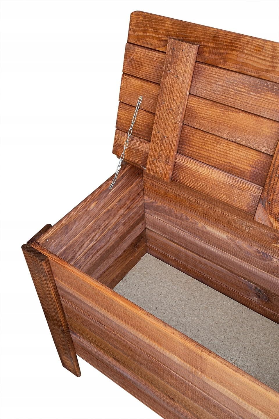 Arcón de Jardín 166 L Madera Maciza de Pino 80x52x40 cm Marrón Caja de Almacenaje para Cojines Baúl Terraza Muebles de Jardín Resistente — view 2