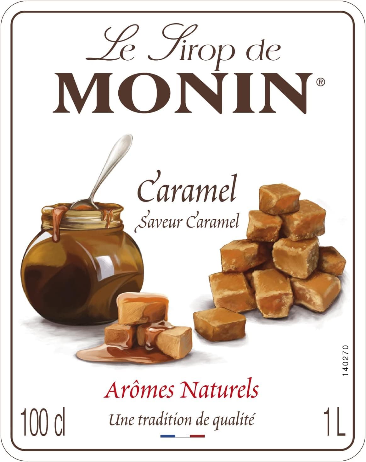 MONIN Premium Caramel Syrup 1L for Coffee and Cocktails. Vegan-Friendly, Allergen-Free, 100% Natural Flavours and Colourings — view 3