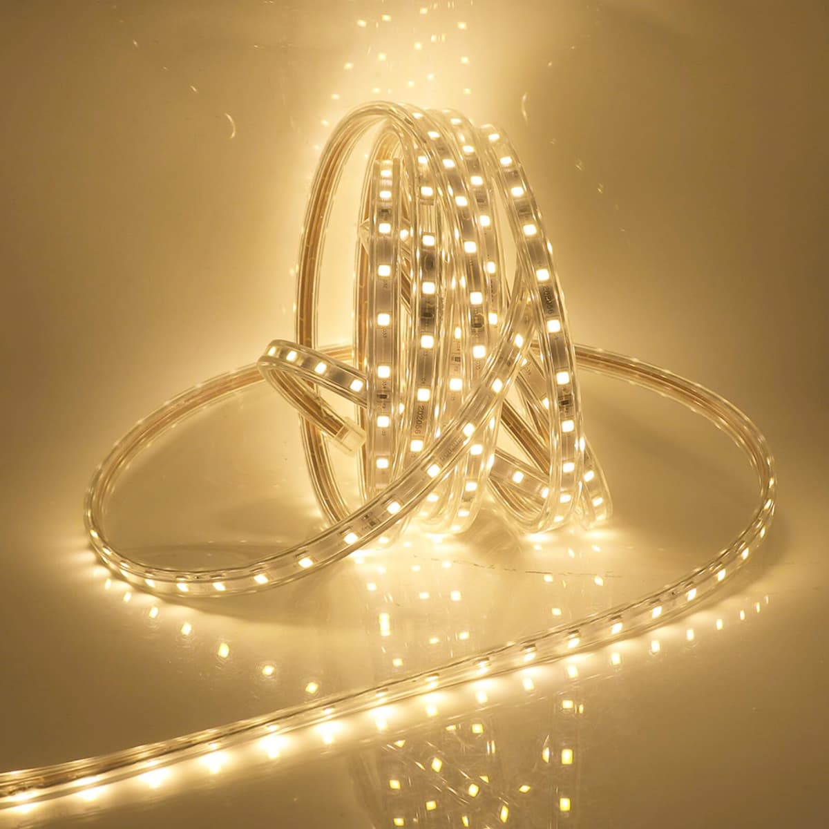 5m LED Strips Lights Warm White, 220V- 240V Ribbon SMD 5050 60leds/m Rope Lighting, IP65 Waterproof, No Self Adhesive, DIY Home Kitchen Bar Decking Holiday Christmas Indoor Decoration — view 2