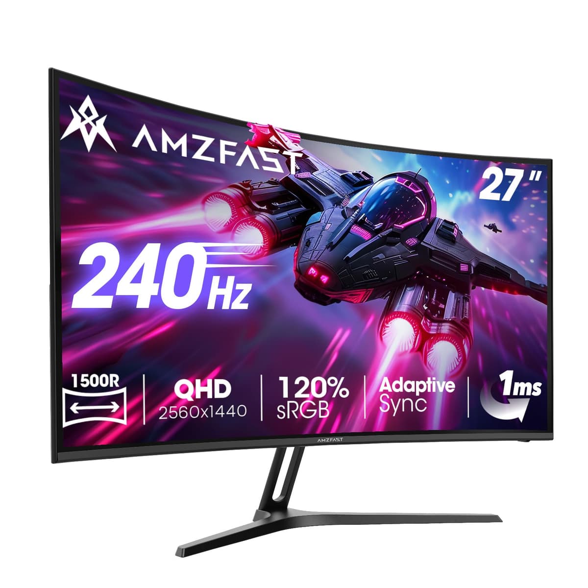 Amzfast 34 Inch Curved Gaming Monitor, 3440x1440p UWQHD, 240Hz, 1ms MPRT, 1500R Curved Screen, Adaptive Sync, HDR, 3000:1 Contrast, 130% sRGB, HDMI2.1&DP1.4, VESA 75x75mm, PIP/PBP, AMZG34C5Q Pro — view 21