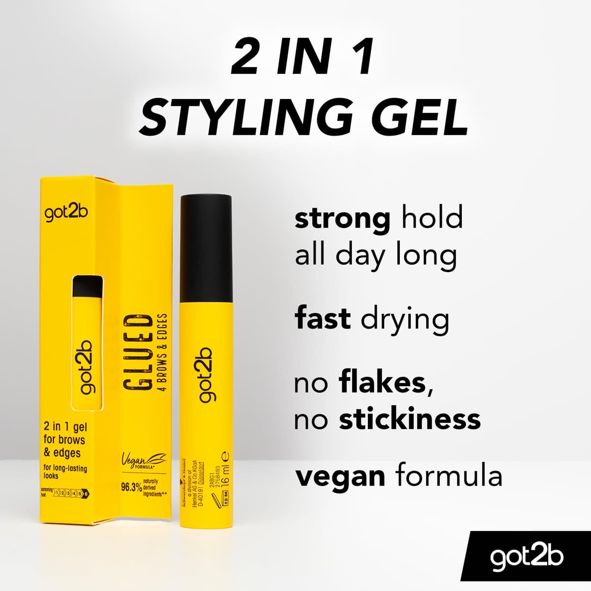 got2b Glued 4 brows & Edges Clear gel 2 in 1 16 ml, Screaming Hold Brow gel, Eyebrow Gel for Long Lasting Looks, Vegan Formula — view 5