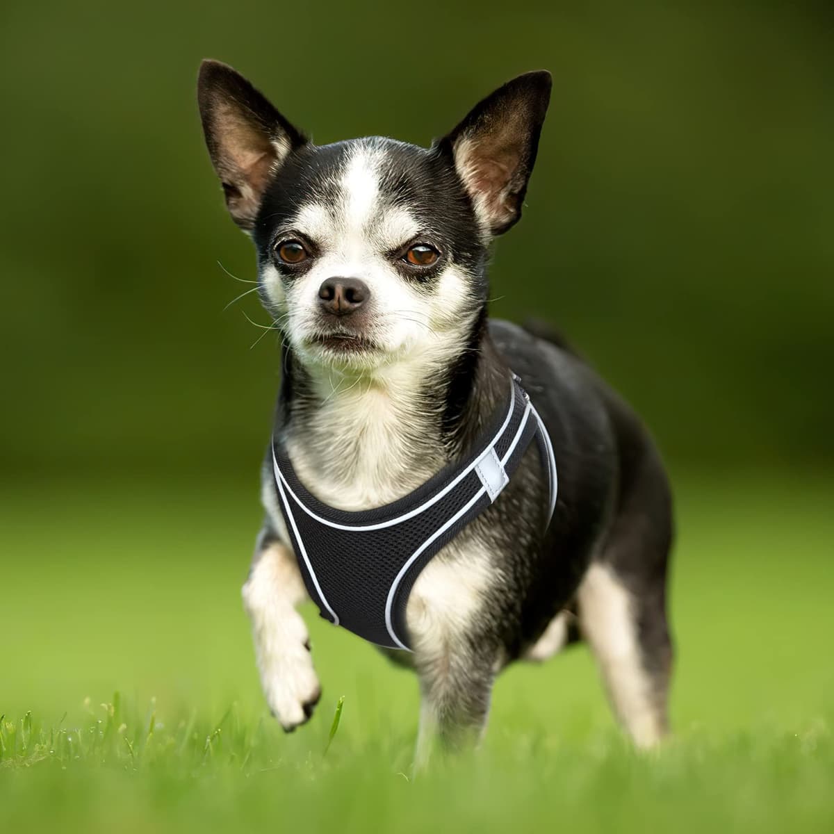 HEELE Arnes Perro Pequeño con Lineas Reflecantes Arnés Perro Antitirones Ajustable Suave Acolchado Cómodo para Viajar Pasear con Mascota, Flores Nanranja, S — view 88