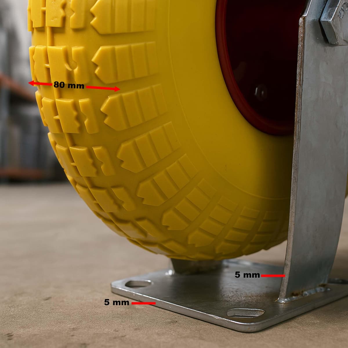 Fixed Castor 258x78mm Puncture-proof with Metal Rim and Fixture — view 5
