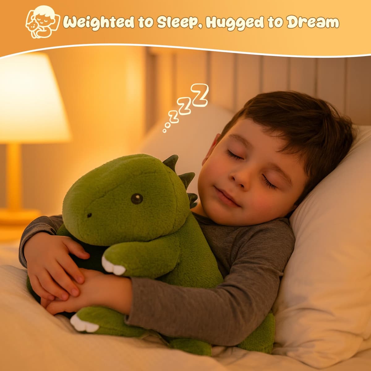 SQEQE Peluche de Dinosaurio con Peso, Peluche de Dinosaurio Suave, con Peso, Bonitos Peluches para niños y Adultos, 25 cm — view 4