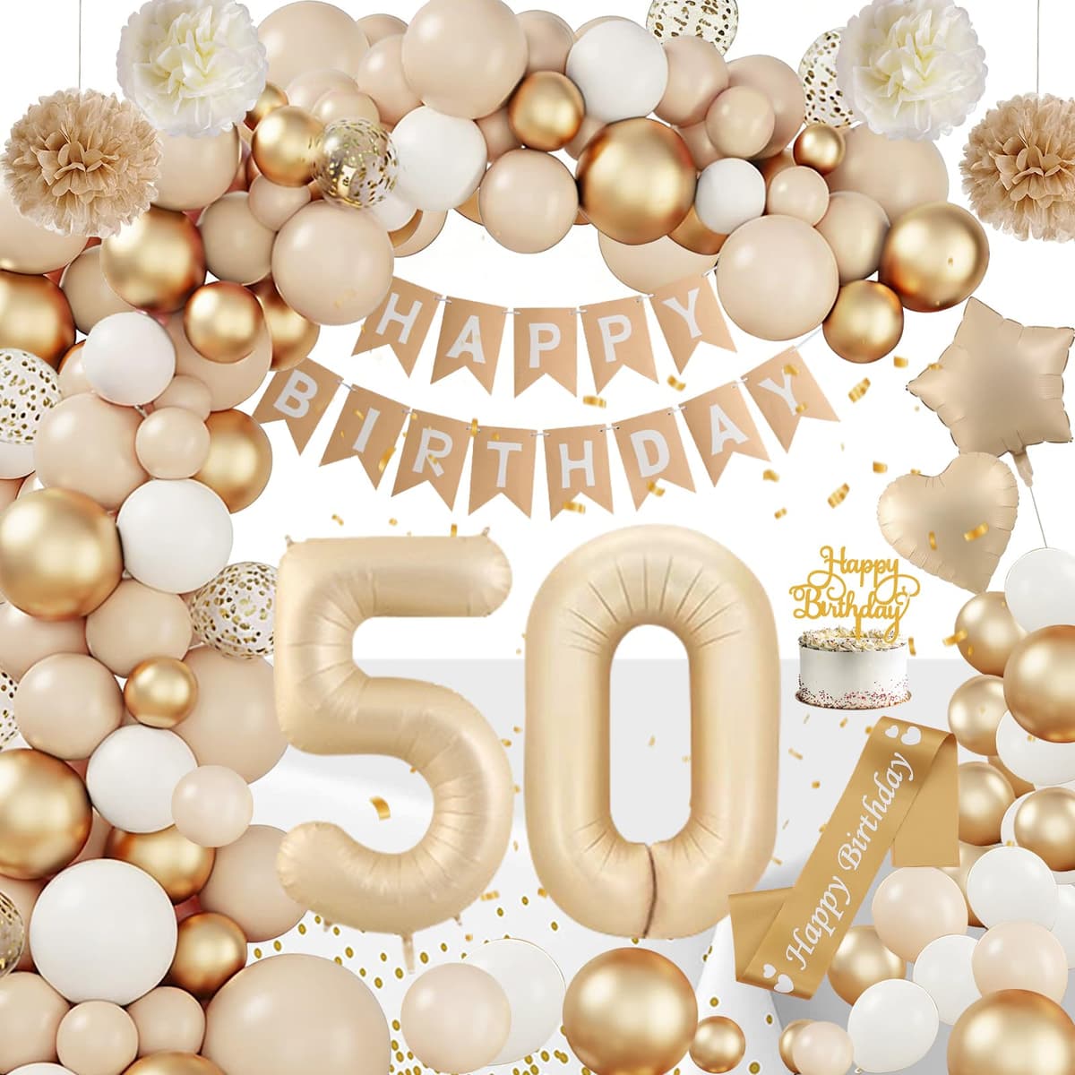 Globos 30 Cumpleaños Mujer, 30 Años Decoracion Cumpleaños, Decoracion 30 Cumpleaños Globes Beige con Pancarta Feliz Manteles para 30 Años Decoración de Fiesta de Cumpleaños Mujer — view 10