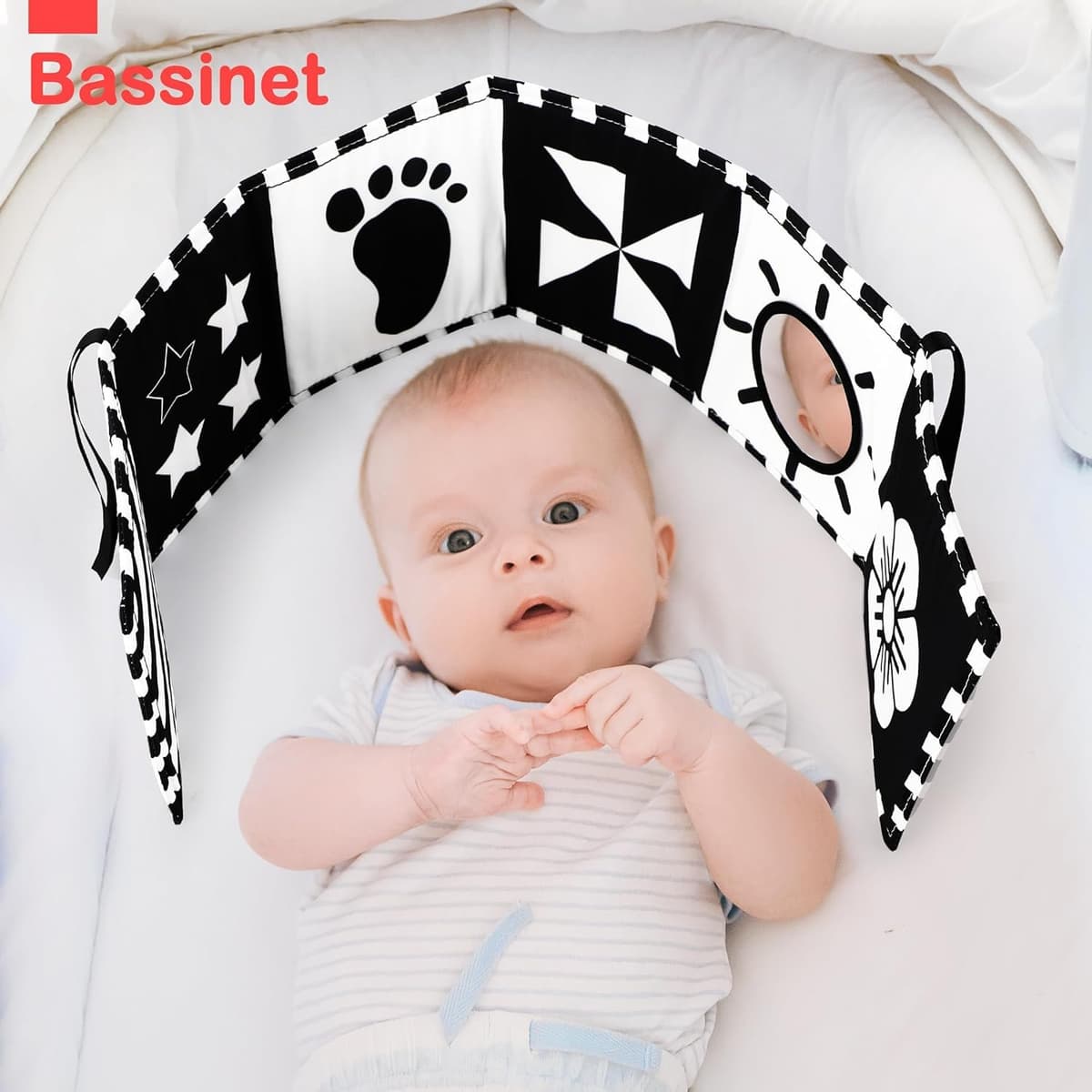 URMYWO Baby Toys 0-6 Months, Black and White Sensory Toys Brain Development, Tummy Time Toys, Soft Baby Book, Baby Essentials for Newborn 0-6-12 Months Montessori Toy Gifts — view 8
