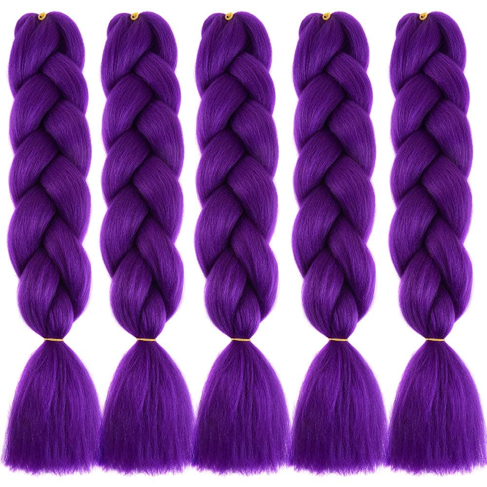 24" Braiding Hair Extension Jumbo Braids Synthetic 3bundles/pack Crochet Hair Afro Box Braid Heat Resistent (Dark Purple) — view 45