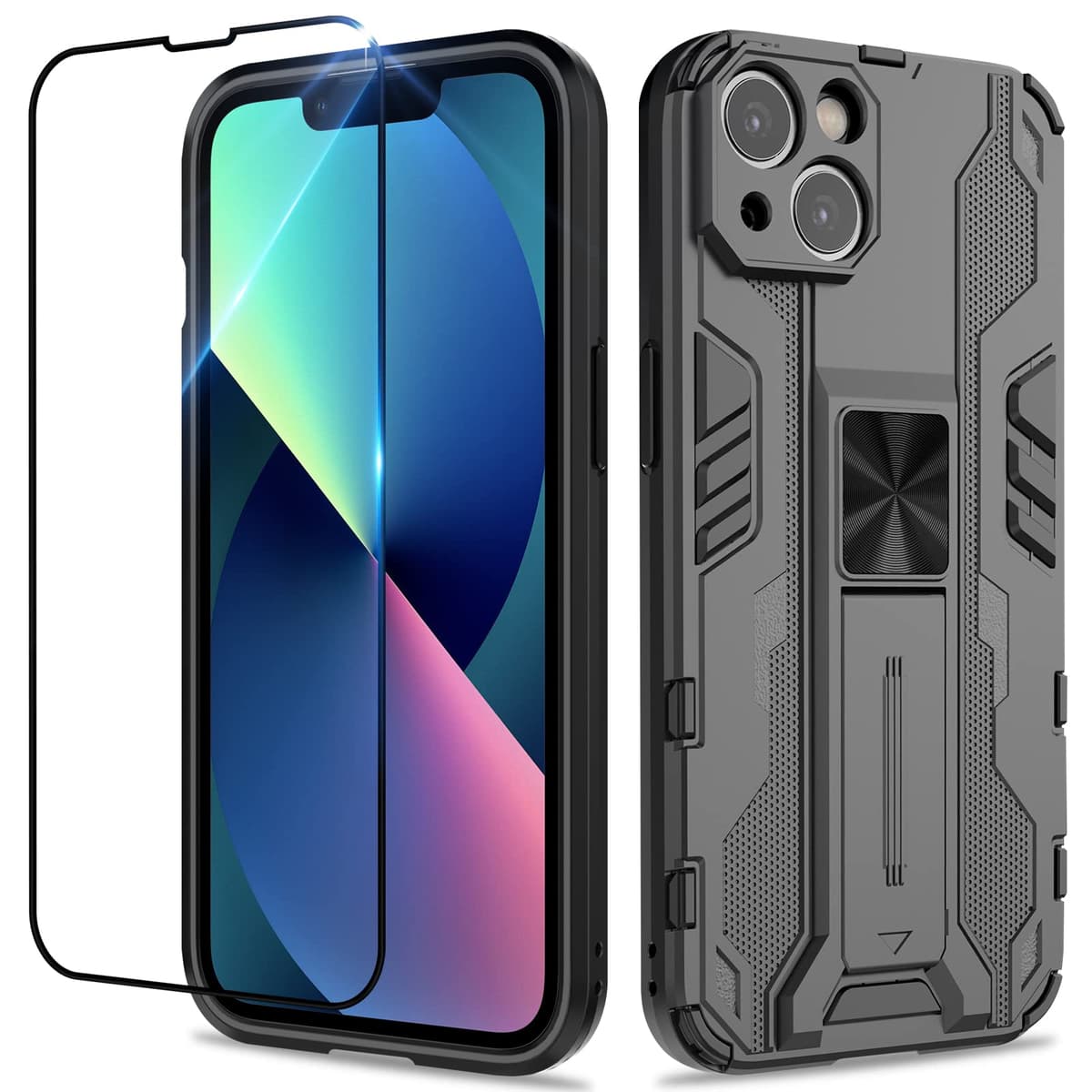 Funda para CMF Phone 2 Pro, Carcasa Antigolpes con Soporte anular metálico, Case Protectora de Grado Militar, Negro — view 1707