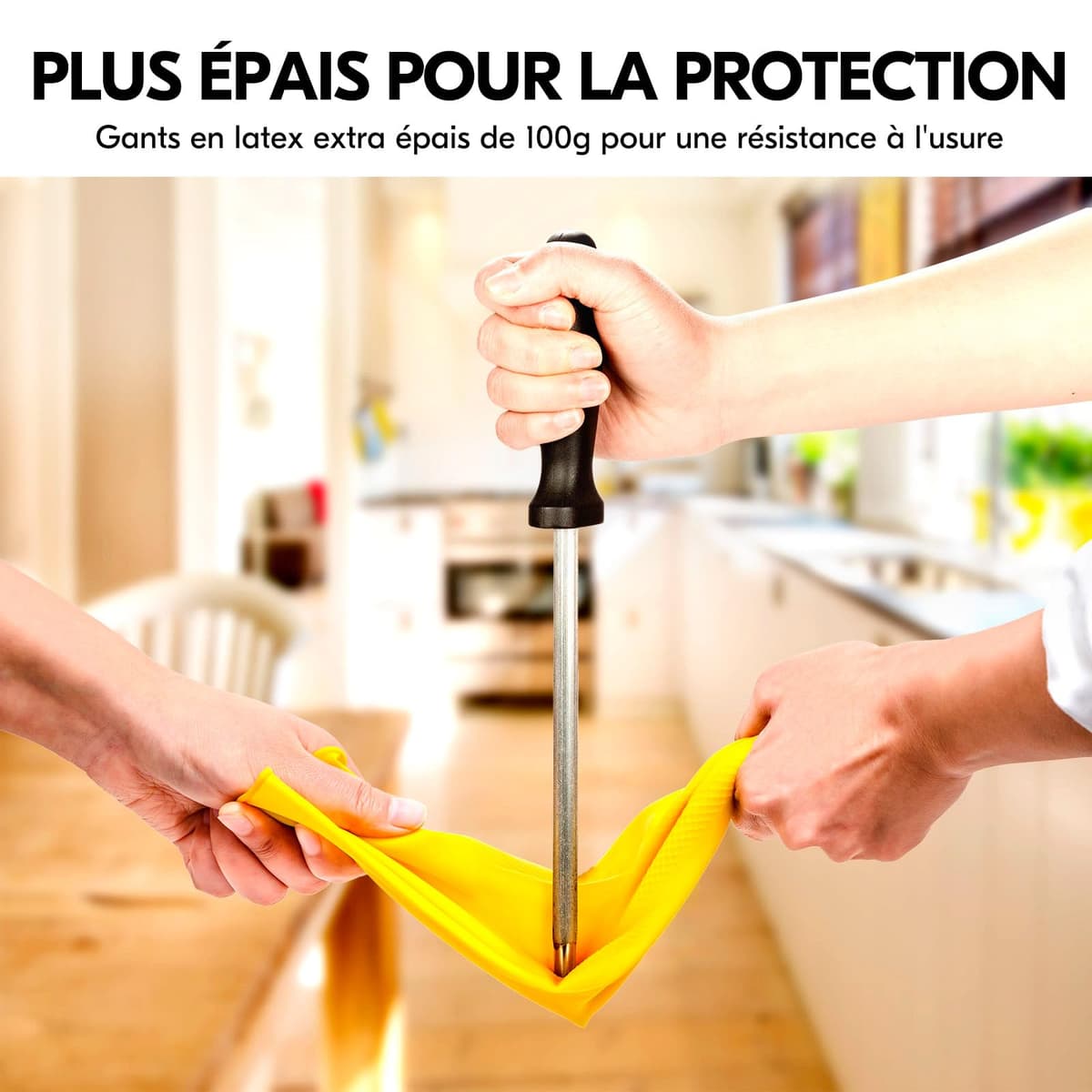 Vgo... Reusable Household Gloves, Dishwashing gloves, Extra Thick, Long Sleeves, Kitchen Cleaning/Painting/Gardening/Pet Care — view 4