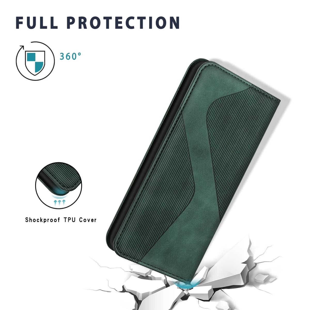 Funda para Samsung Galaxy A52 4G 5G / Galaxy A52s 5G, Funda Libro de Cuero con Ranura para Tarjeta, Wallet Flip Caso Carcasa para Samsung Galaxy A52 4G 5G / Galaxy A52s 5G (Verde) — view 3