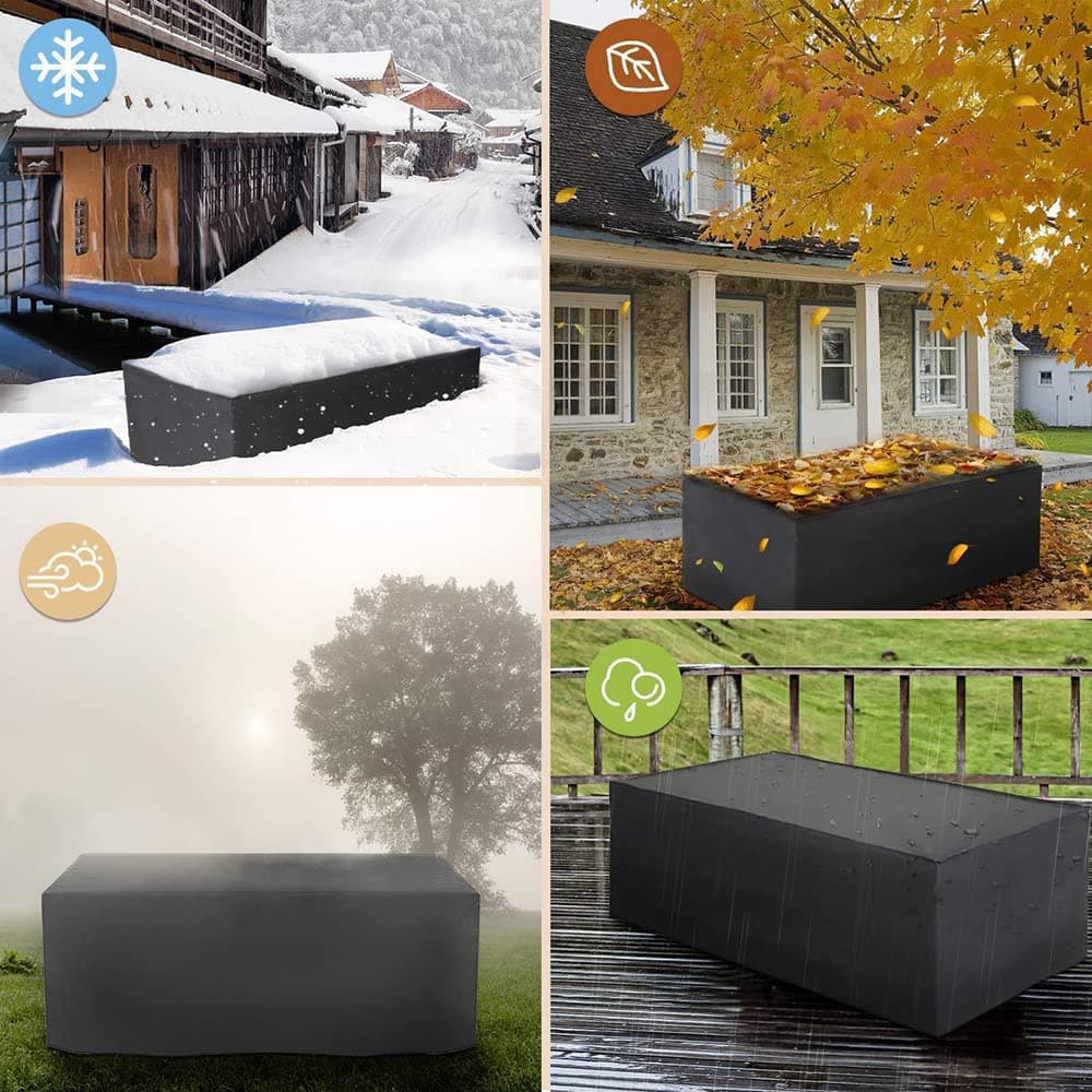 Funda Mesa Jardin Impermeable 300x200x100cm Varios tamaños 600D Oxford Rectangular Cubre Mueble Jardin Funda Impermeable Anti-UV Resitente al Polvo para Muebles de Exterior sillas mesas — view 5