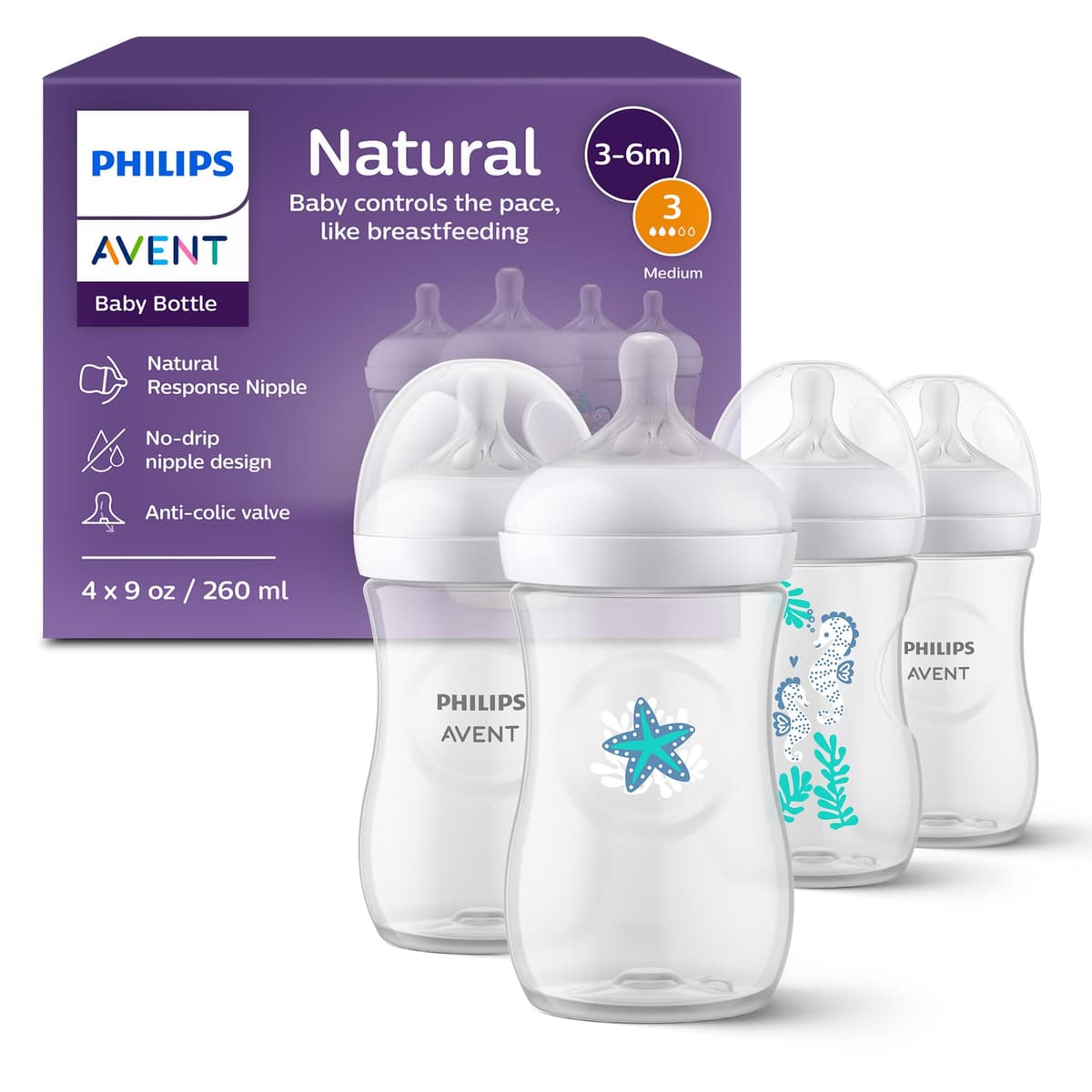 Philips Avent Biberón Natural Response: biberón para bebés recién nacidos de 260 ml, sin BPA, a partir de 3 a 6 meses modelo SCY903/01) — view 13