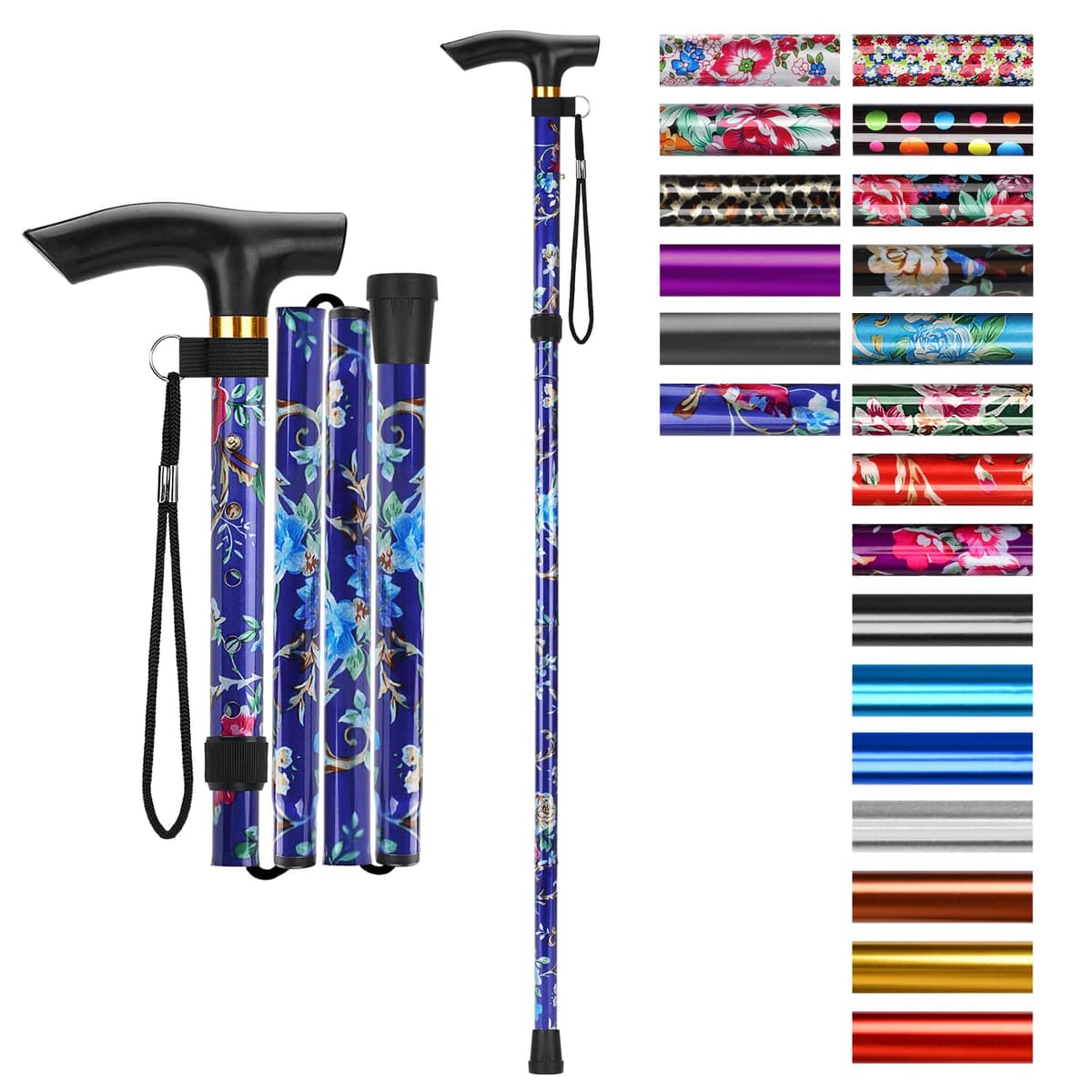 supregear Bastón Plegable, 5 Niveles de Altura Ajustable, Ligero y Portátil para Viaje, Mango en T y Pulsera, Extensible para Personas Mayores y Adultos con Discapacidad — view 32