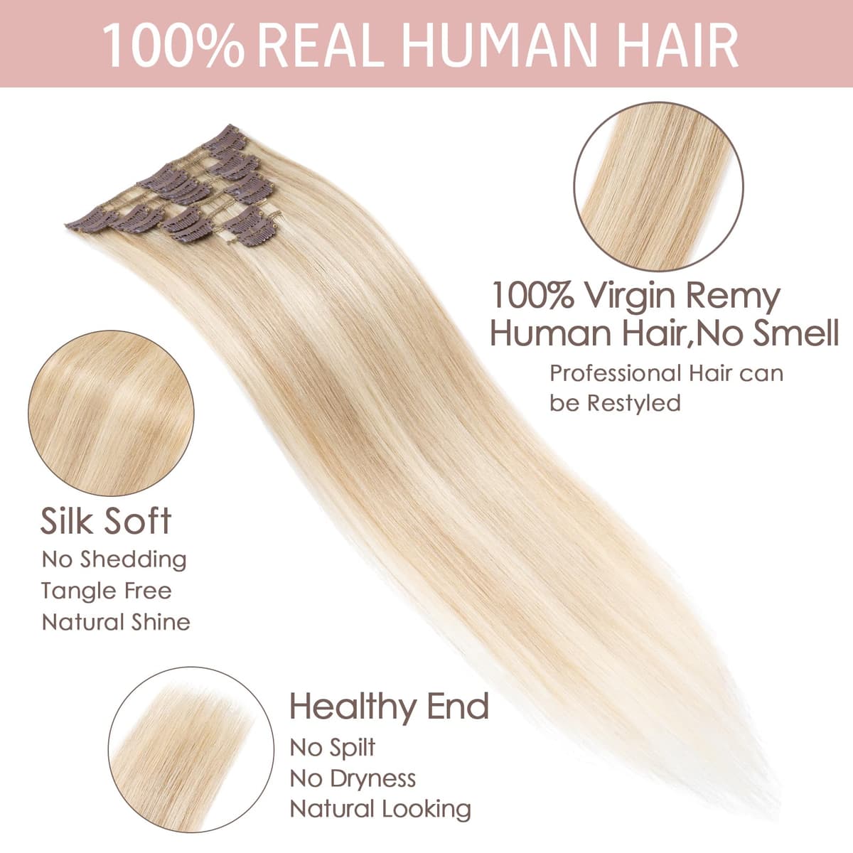 Silk-co 10inch Hair Extensions Clip in Hair Extension Human Hair #04 Medium Brown -Basic Thickness-Thin Weft- 8 Pieces Real Remy Straight Hair Extensions[50g] — view 61