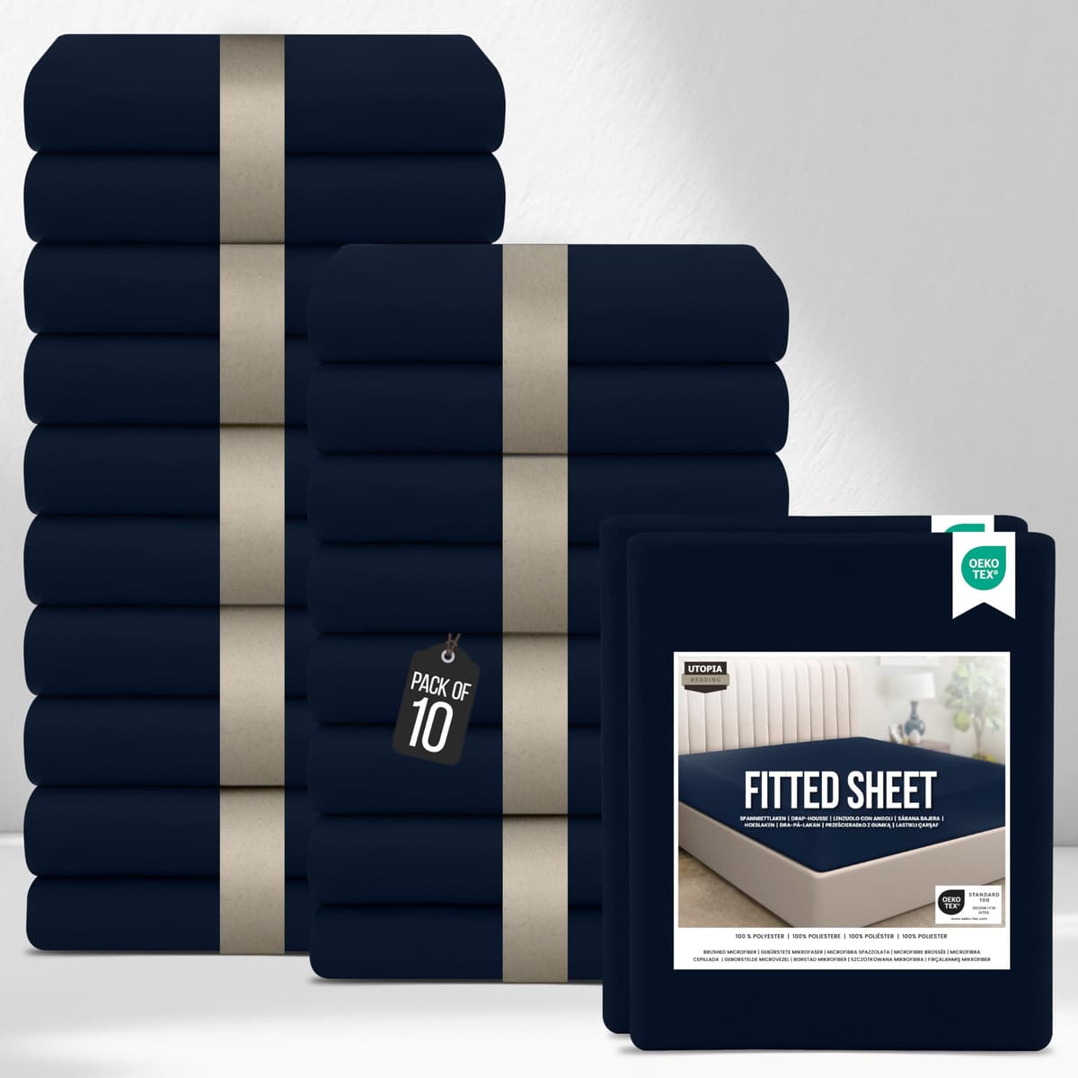 Utopia Bedding Fitted Sheet Single (2 Pack), White - Deep Pocket 14 inch (35 cm) - Oeko Tex Certified - Easy Care - Soft Brushed Microfibre Fabric - Shrinkage and Fade Resistant - Bottom Sheet — view 12