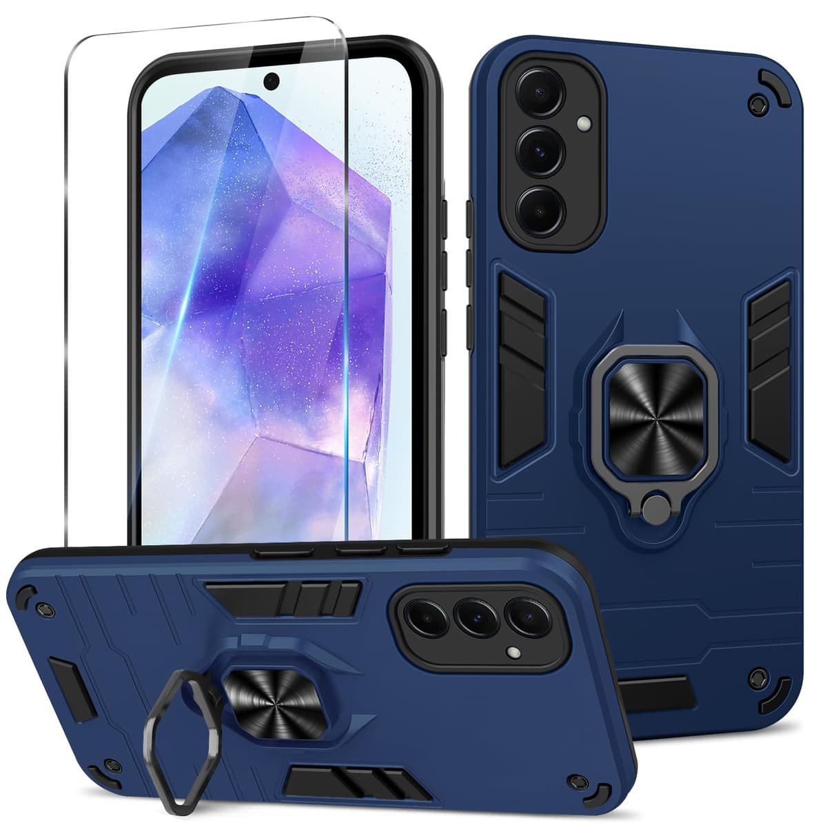 Funda para CMF Phone 2 Pro, Carcasa Antigolpes con Soporte anular metálico, Case Protectora de Grado Militar, Negro — view 1225