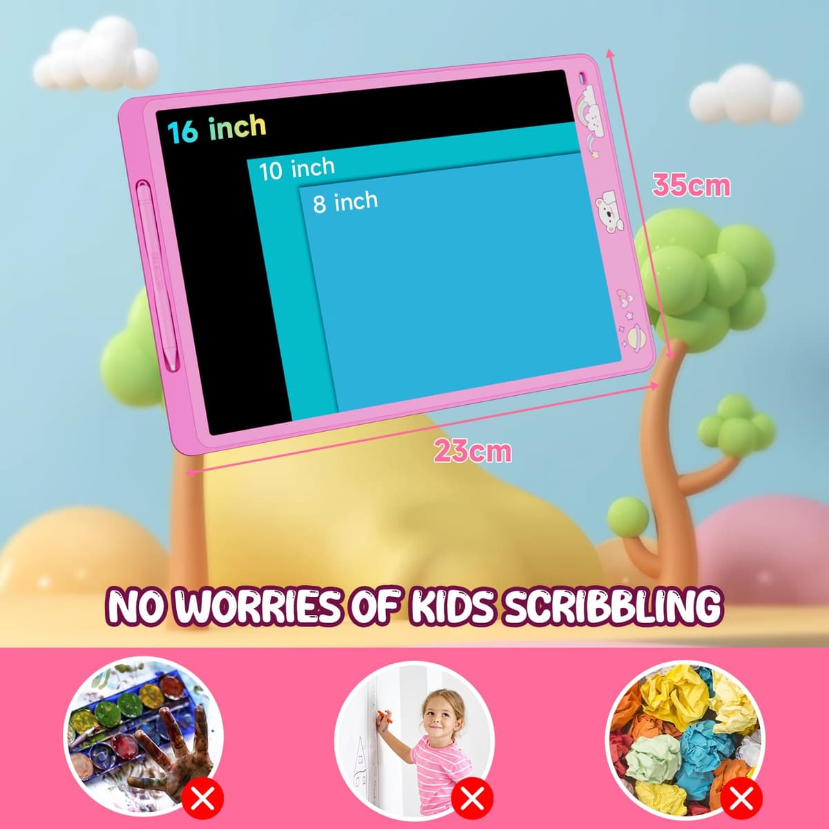 Electight 16 Inch Writing Board, Light Up Colorful Screen Doodle Board, Toddler Educational Toys for 3-9 Years Old Boys Girls, Reusable Kids Drawing Pad, Birthday Christmas Toys Gifts(Pink) — view 5