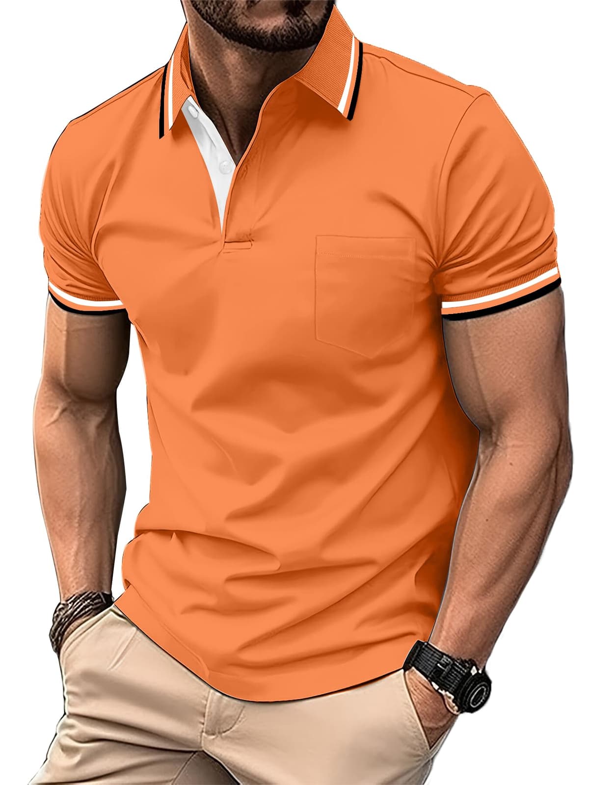zitysport Polo Hombre Manga con Bolsillo en el Pecho Golf Polo Transpirable de Secado Rápido Poloshirt Deporte Hombre Slim Fit Tshirt Verano Camisa Hombre