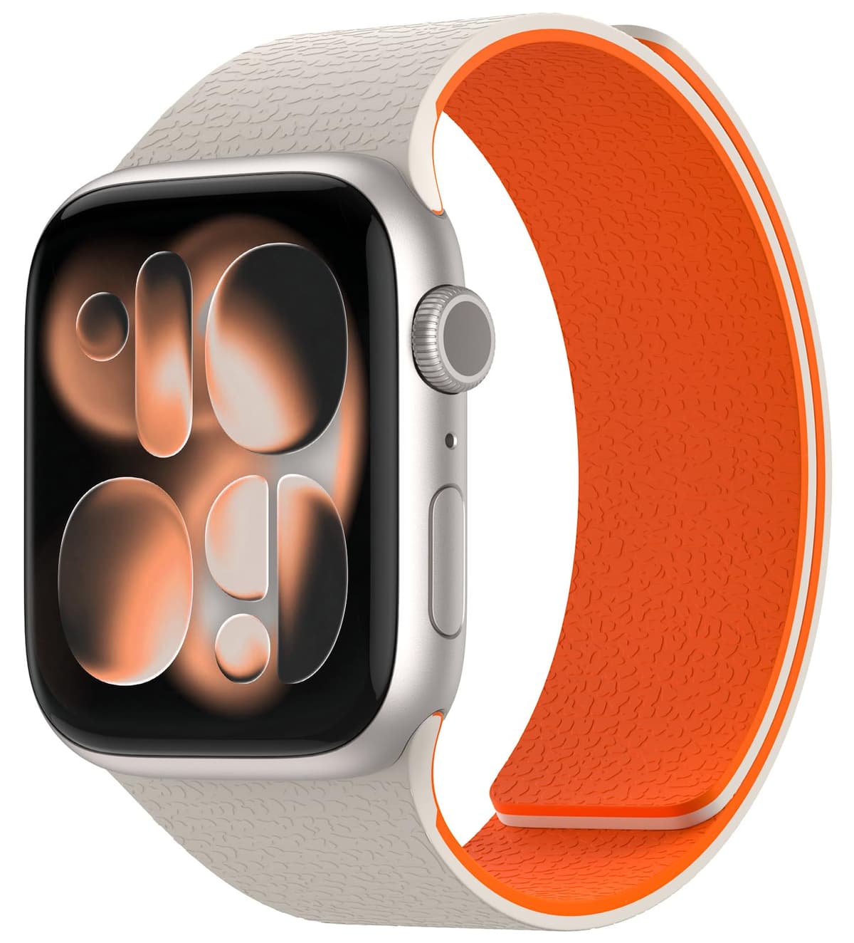 Nereides Compatible with Apple Watch Straps 46mm 45mm 44mm 49mm, Soft Magnetic Silicone Replacement Band for iWatch Series 11 10 9 8 7 6 5 4 SE SE2 SE3 Ultra 3/2/1 (Black+Orange) — view 14