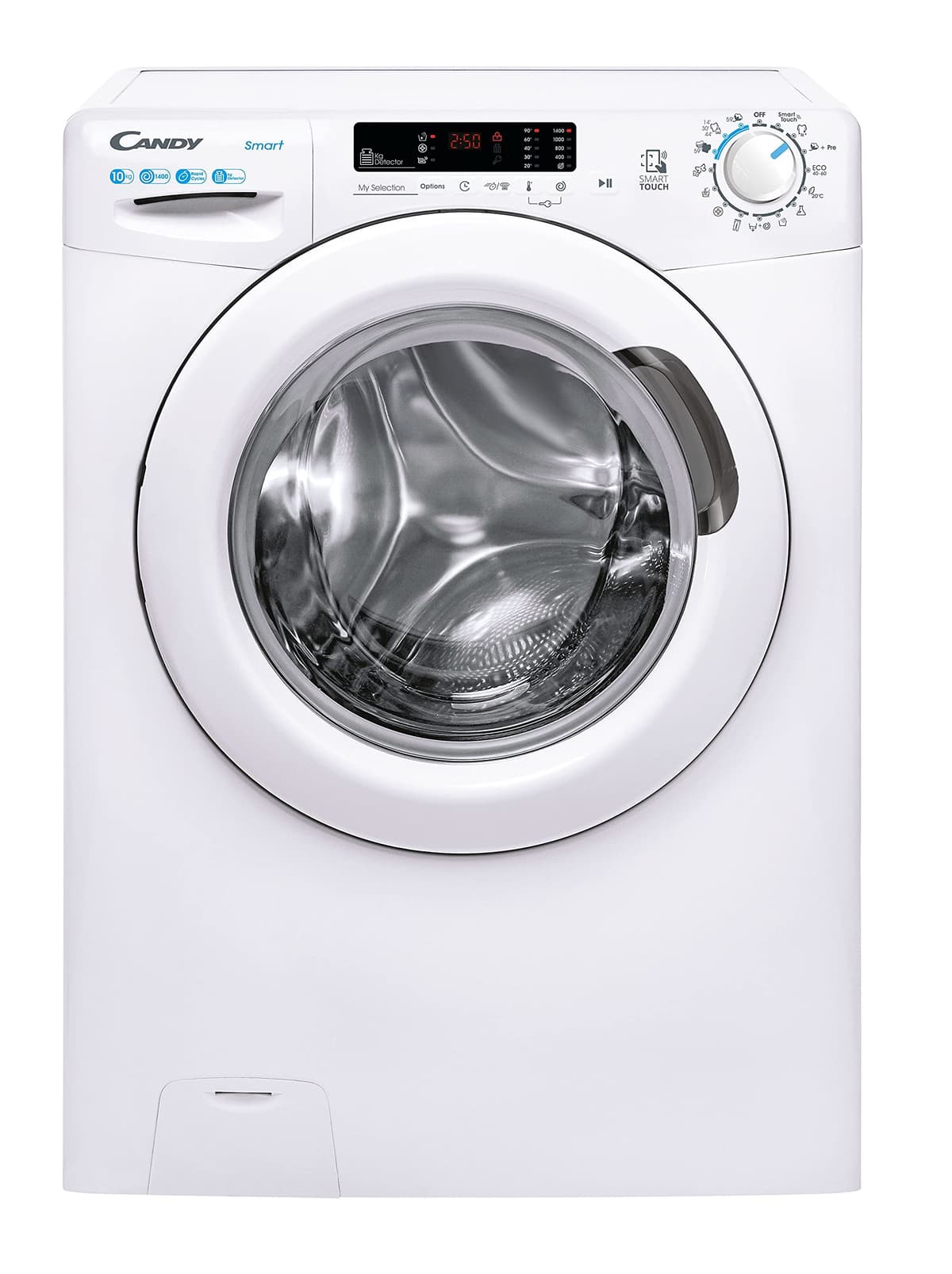 Candy Smart CS 14102DE/1-S, Lavadora 10 KG, 1400 RPM, Pantalla Digital y Mando, Tecnología NFC, Asistente de Voz, 15 Ciclos, 5 Rápidos, Planchado Fácil, Inicio Diferido 24H, Detector KG, 81 DB, Blanco