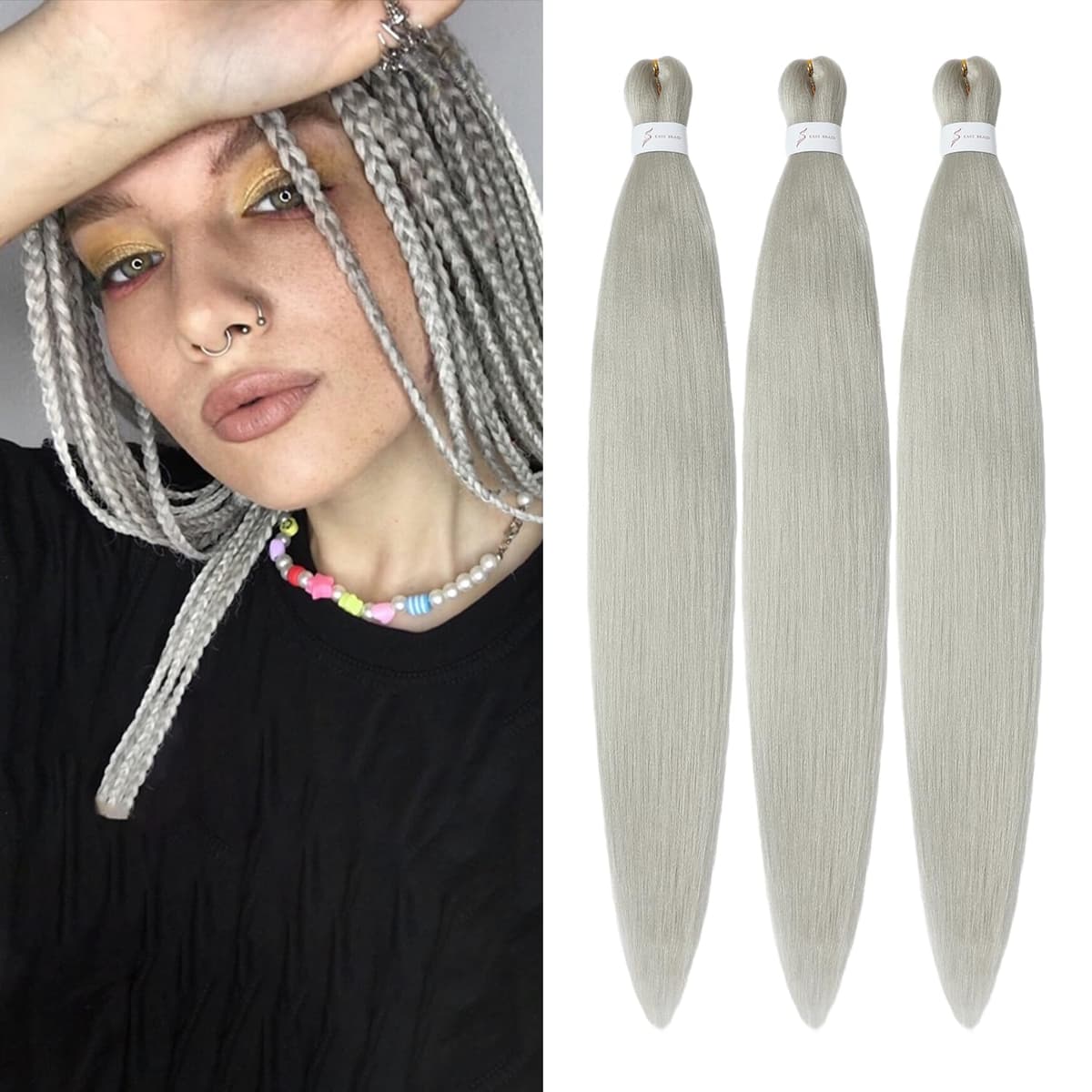 YDDM Capelli Per Treccine Africane Azul Extension Treccine Texture Yaki Easy Install per Principianti 26 Pollici 3 Pezzi Capelli Leggeri e Naturali per Box Braids, Twist e Crochet — view 77