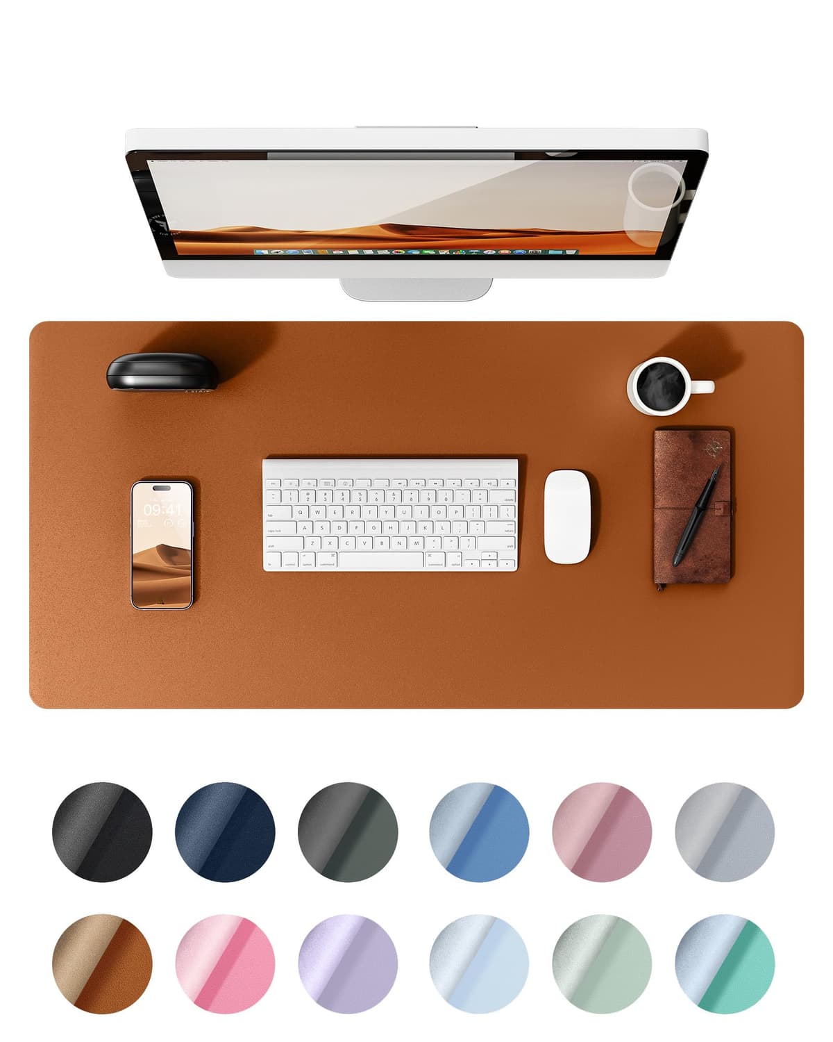 YSAGi Leather Desk Mat, Large Mouse Mat, Non-Slip Desk Pad, Waterproof Leather Table Protector Writing Pad for Office and Home (60 x 35 cm, Black) — view 11