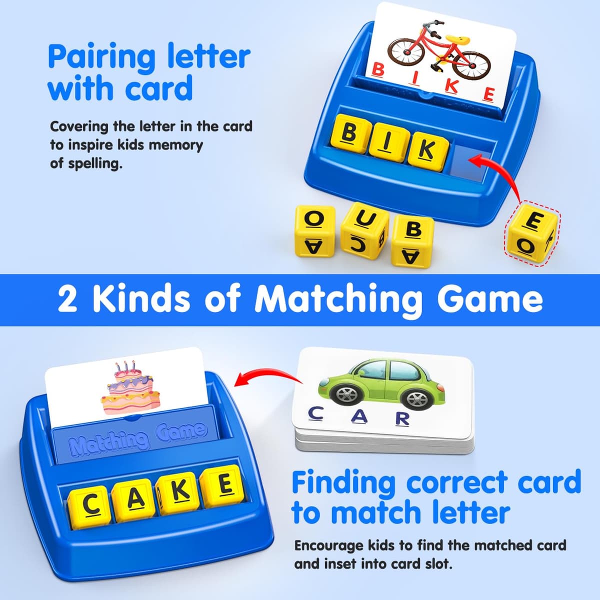 HahaGift Educational Toys for 3 4 5 Year Olds Boys Gifts, Matching Letter Game for Boys Toys age 3 4 5, Letter Recognition Spelling and Reading Learning Montessori Toys for 2 3 Year Olds — view 3