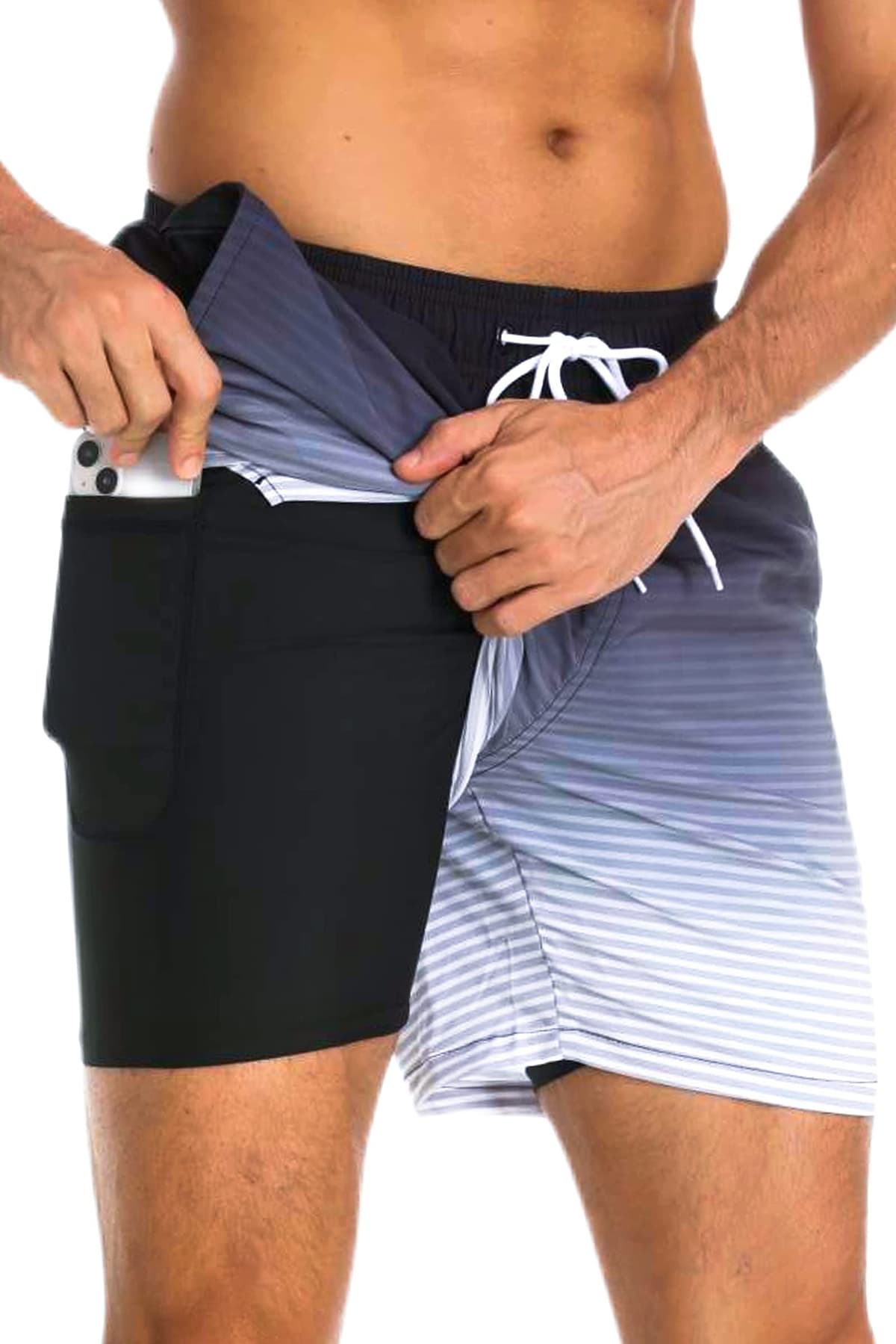 Kfnire Bañador Hombre con Forro Compresión y Bolsillos, Shorts de Baño para Natación Secado Rápido Hidrófugo Banador para Hombre — view 9