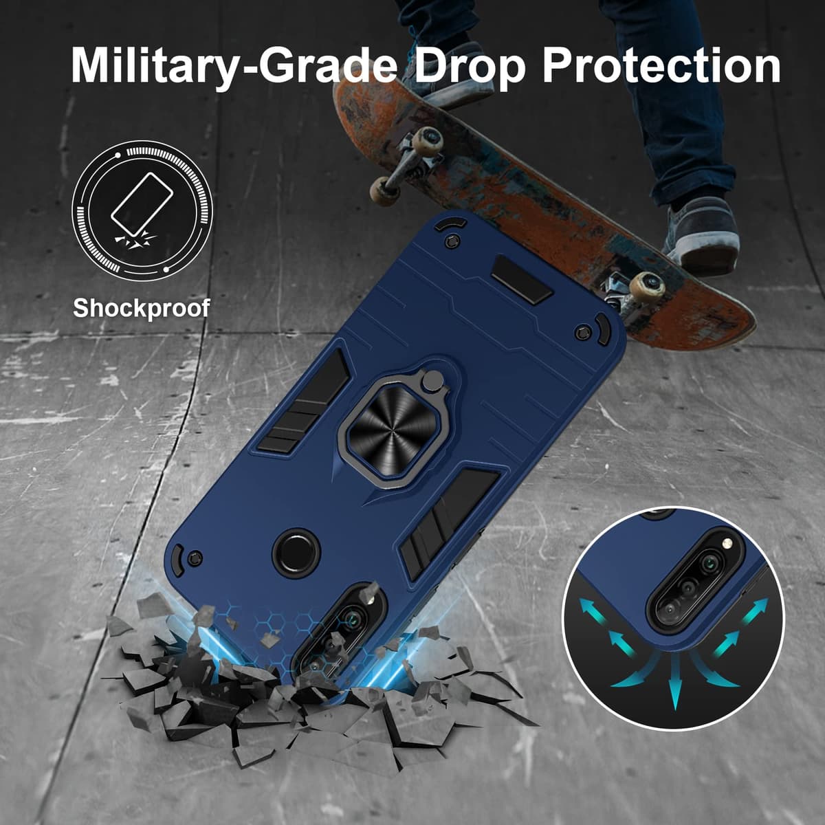Funda para CMF Phone 2 Pro, Carcasa Antigolpes con Soporte anular metálico, Case Protectora de Grado Militar, Negro — view 1602