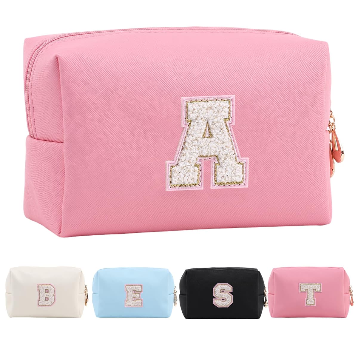 Personalized Makeup Bag,Waterproof Travel Makeup Pouch Cosmetic Bag Birthday Gift for Women Mom，Bride Bridesmaid Cosmetic Bag A-Z