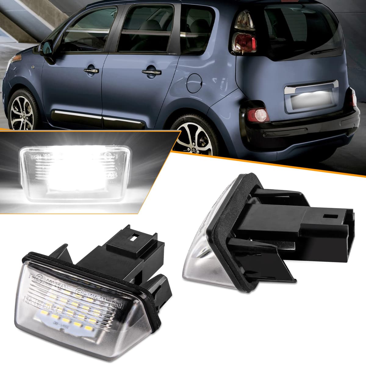 Luces LED Matrícula para 206 207 407 406 306 307 308 5008, Luz Matrícula para Citro-en C3 PICASSO C4 C5 BERLINGO B9 M49 M59 SAXO XSARA, LED Matrícula 2 Piezas Canbus