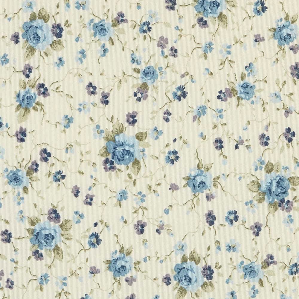 Kt KILOtela - Tela Loneta Estampada, Decoración, Tapizar, Cojines, Cortinas, Colchas, Bolsos, Manteles, Manualidades, 100 cm Largo x 280 cm Ancho, Flores, Azul - 1 Metro — view 2