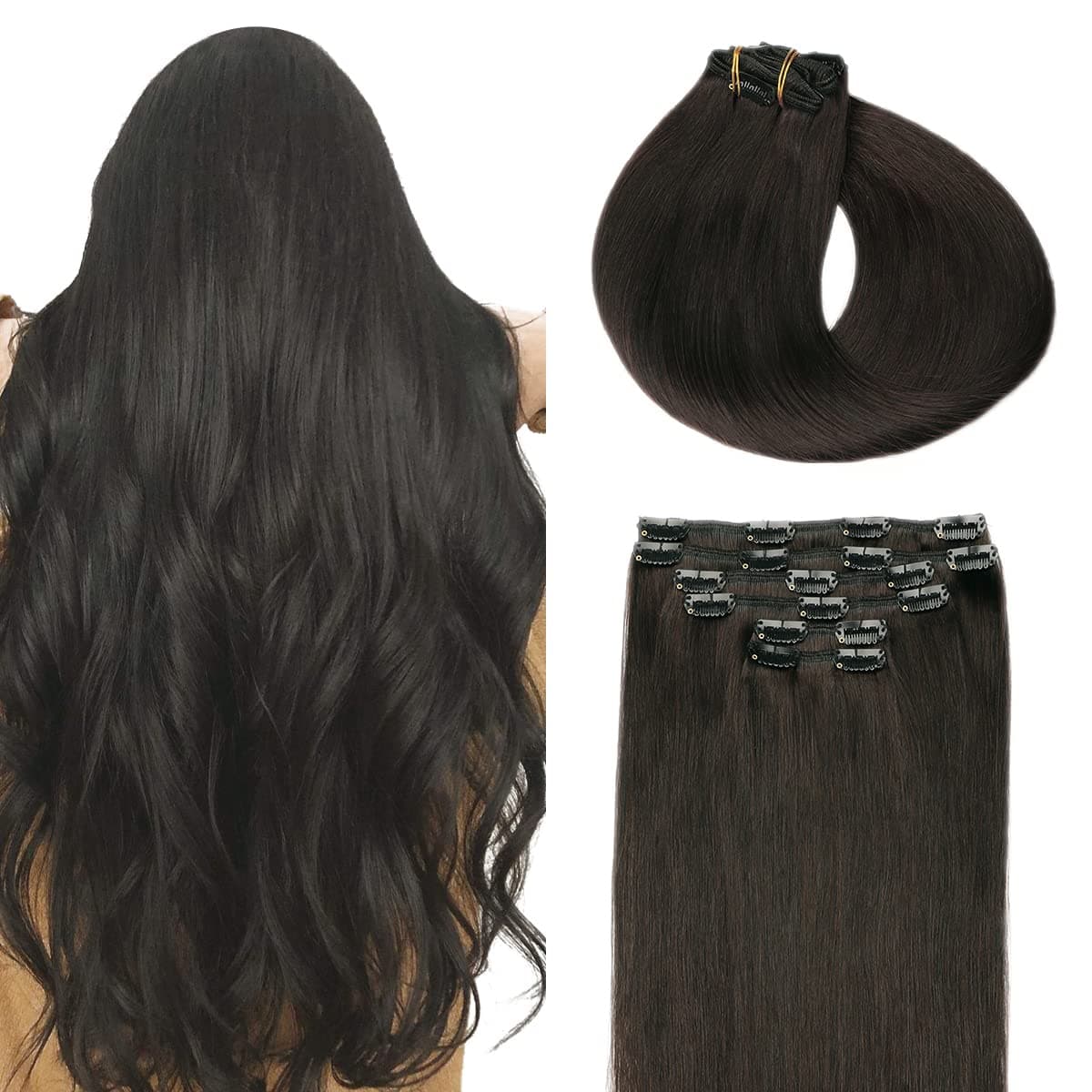 SURNEL Extensiones Clip Pelo Natural 100g 35cm 6 Piezas Castaño Chocolate Extensiones De Clip De Humano Real Extensiones Pelo Natural Remy (C#4-35cm) — view 32